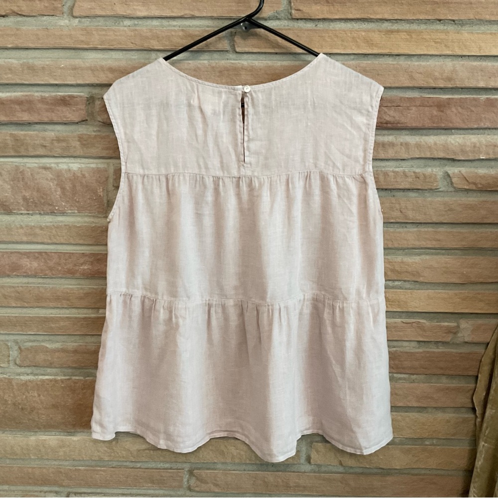 Velvet Graham & Spencer Linen Tiered Sleeveless Top Light Pink Medium - Picture 5 of 8